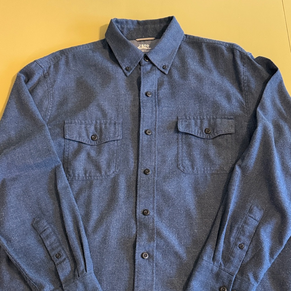 Izod Saltwater Relaxed Classics Blue Button-Up Shirt